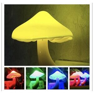 Mushroom Night Light Plug in Lamp Sensor Night Light 7 Different Colors Rotates